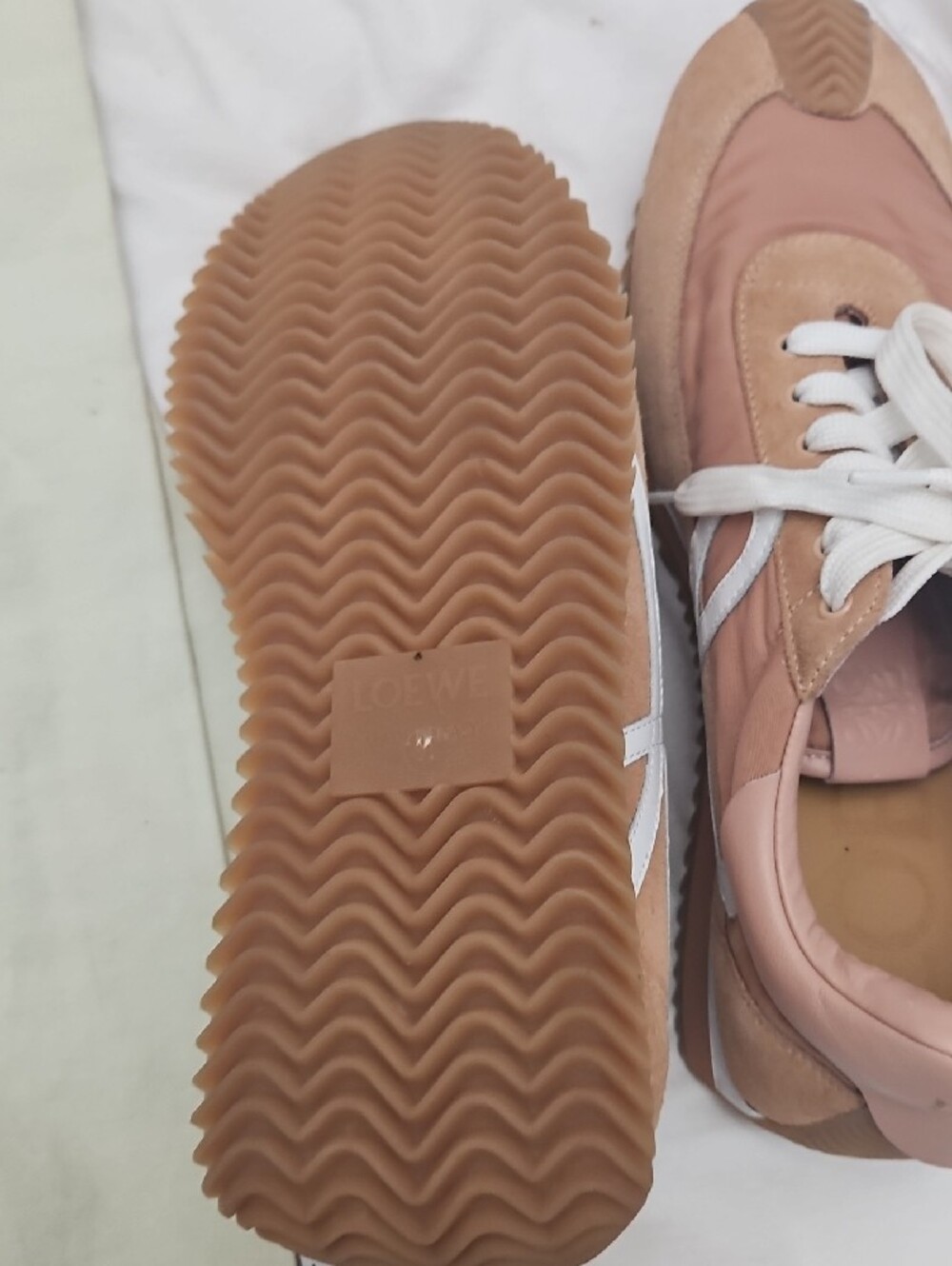 Loewe Women's Pink Suede & Nylon Sneakers - Picture 2 of 7